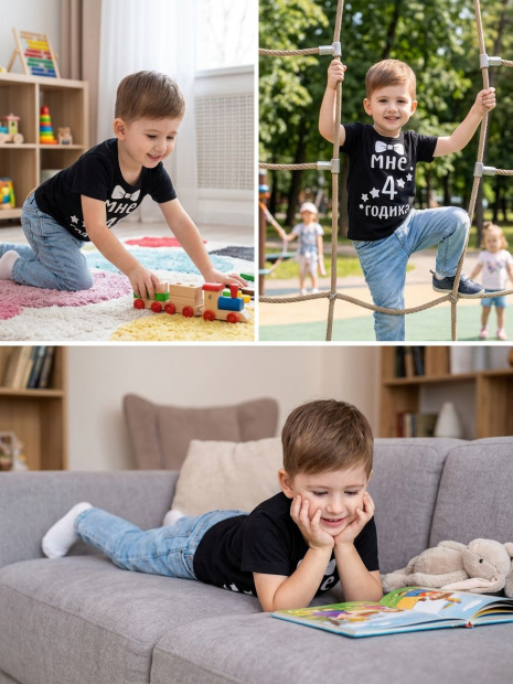 Футболка «Мне 4 годика» с бабочкой фото 3